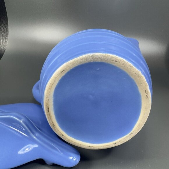 Vintage 1930s Universal Potteries Tip Top Jug Refrigerator Pitcher Lid Blue VTG - Picture 12 of 16